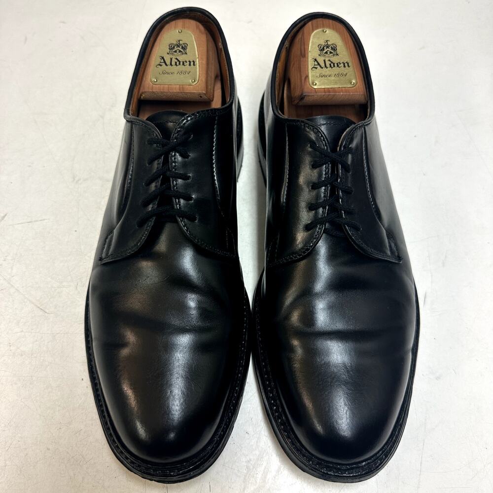 NEW HEELS Alden Black Shell Cordovan Plain Toe Blucher CUSTOM RARE Lug USA 10 B